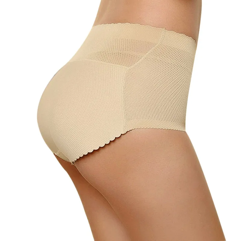 

Women Sponge Padded Abundant Buttocks Pants Lady Push Up Middle Waist Padded Panties Briefs Underwear