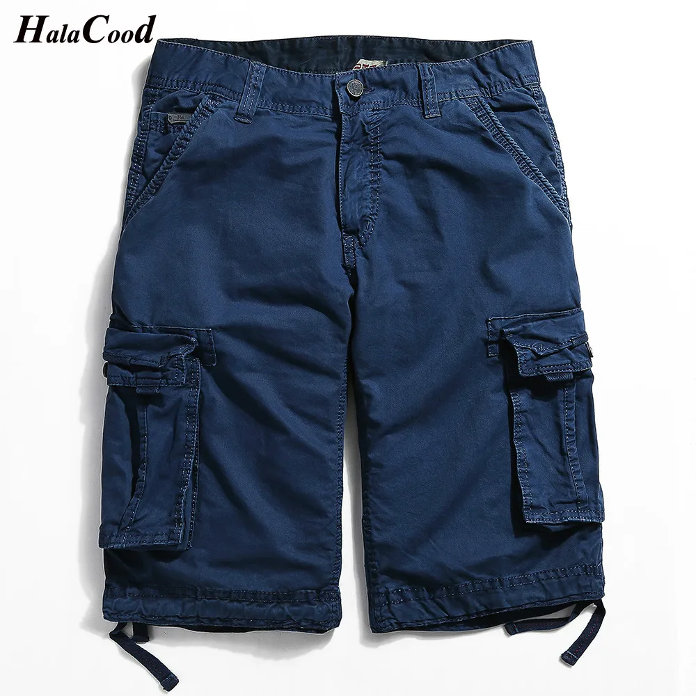 HALACOOD летние хлопковые мужские джинсовые шорты размера плюс, эластичные мужские комбинезоны с пятью очками