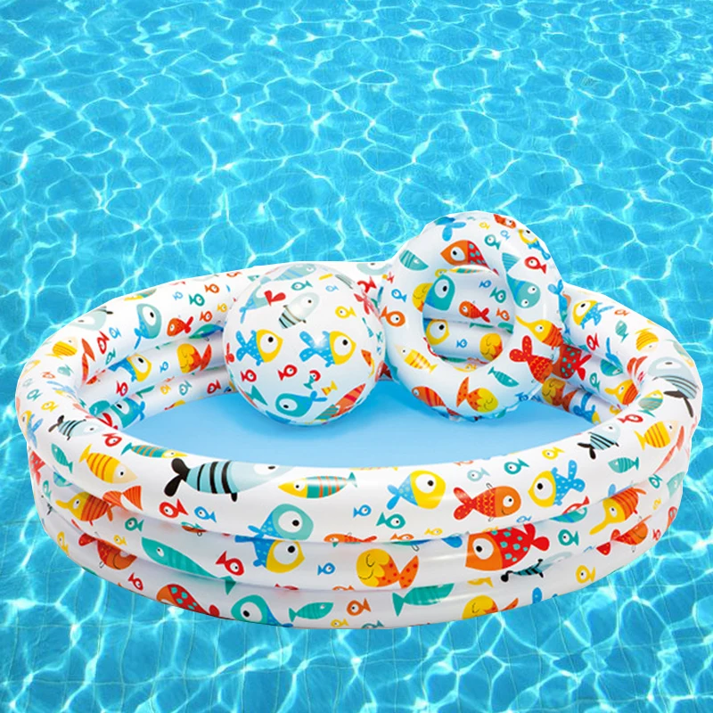 Inflatable Foldable Swimming Pool with Swim Ring Beach Ball Set Kids Water Play Mat Swim Rug Game Fun Toys For Baby Seaside (4)