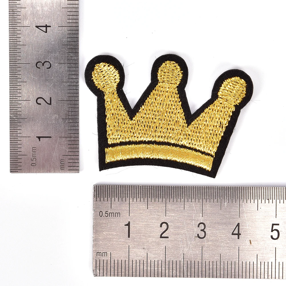 Crown Iron On Patch Sewing On Embroidered Clothes Stickers Patch Applique Fabric Badge for Jacket Coat approx. 4.8cmx3.5cm