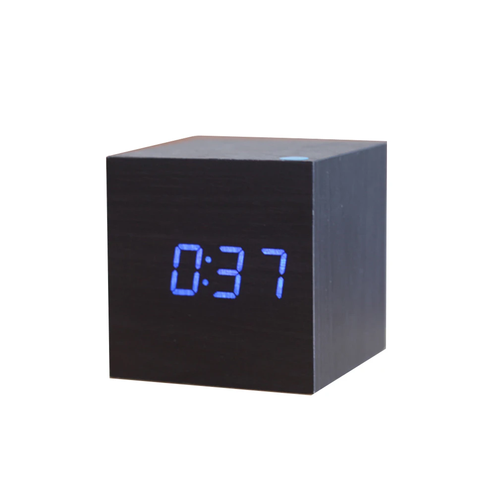 

Sounds Control Wooden Mirror Clock Modern Wood Digital LED Desktop Digital Watch Electronic Clock Timer