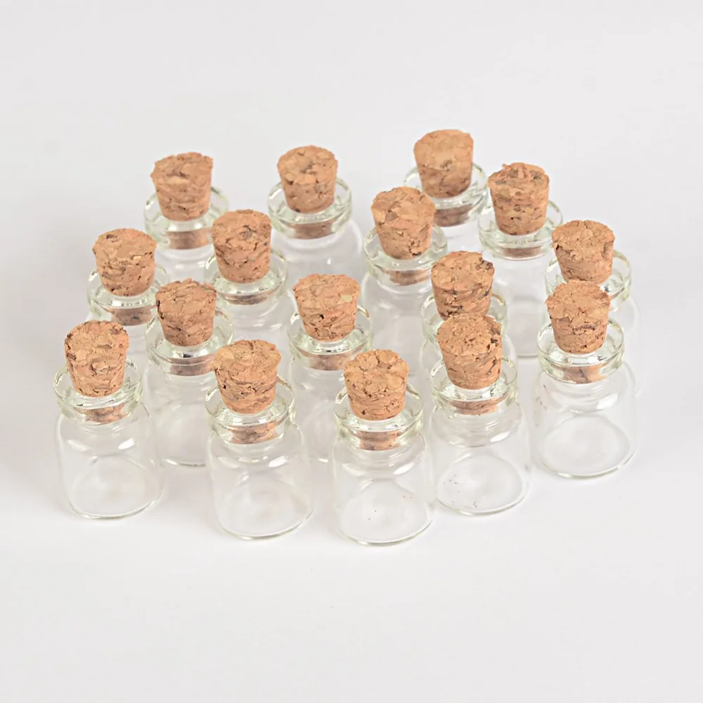 0.6ml Mini Transparent Clear Glass Bottles With Cork Empty Tiny Glass Vials Jars Small Gift Bottle 13*18*6mm 100pcs/lot