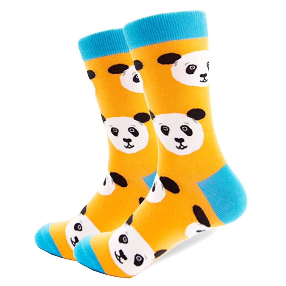 1 пара разноцветных носков из чесаного хлопка с пандой, камуфляжные длинные носки для счастливых мужчин, новые повседневные носки для скейтборда - Цвет: 304