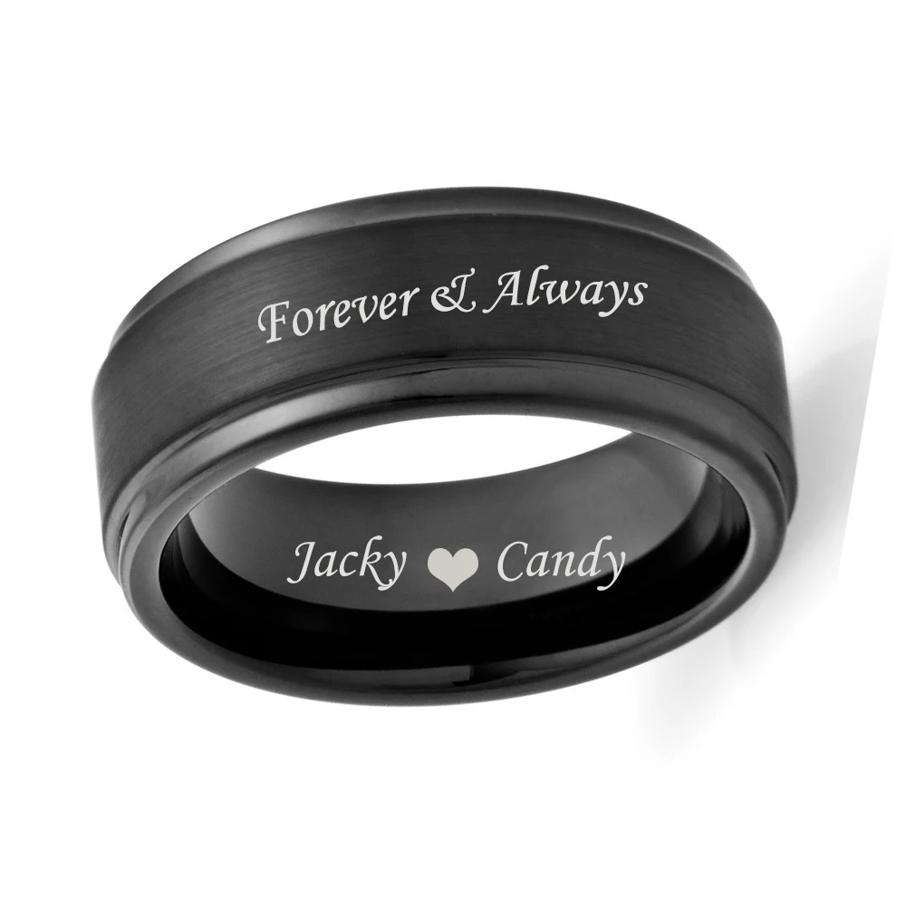 Бесплатный выгравированный логотип Forever &amp Always на заказ 8 мм черные ступенчатые