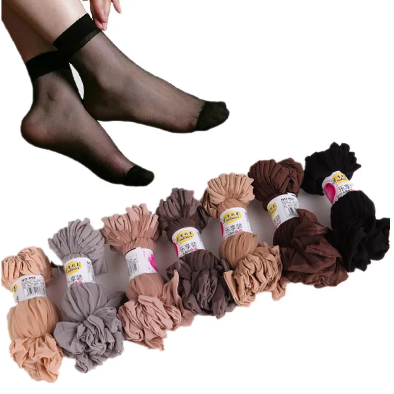

20 pairs/lot Summer 2018 Women's Short Socks Ultrathin Transparent Crystal Silk Socks Black Nylon Short Socks Female Socks