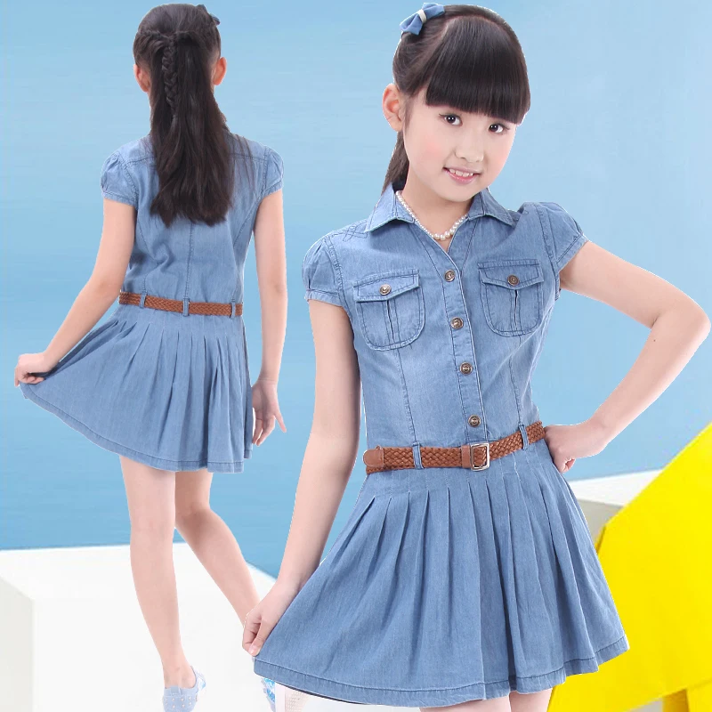 Buy 6 13Y kids girls denim dresses 2016 new fashion