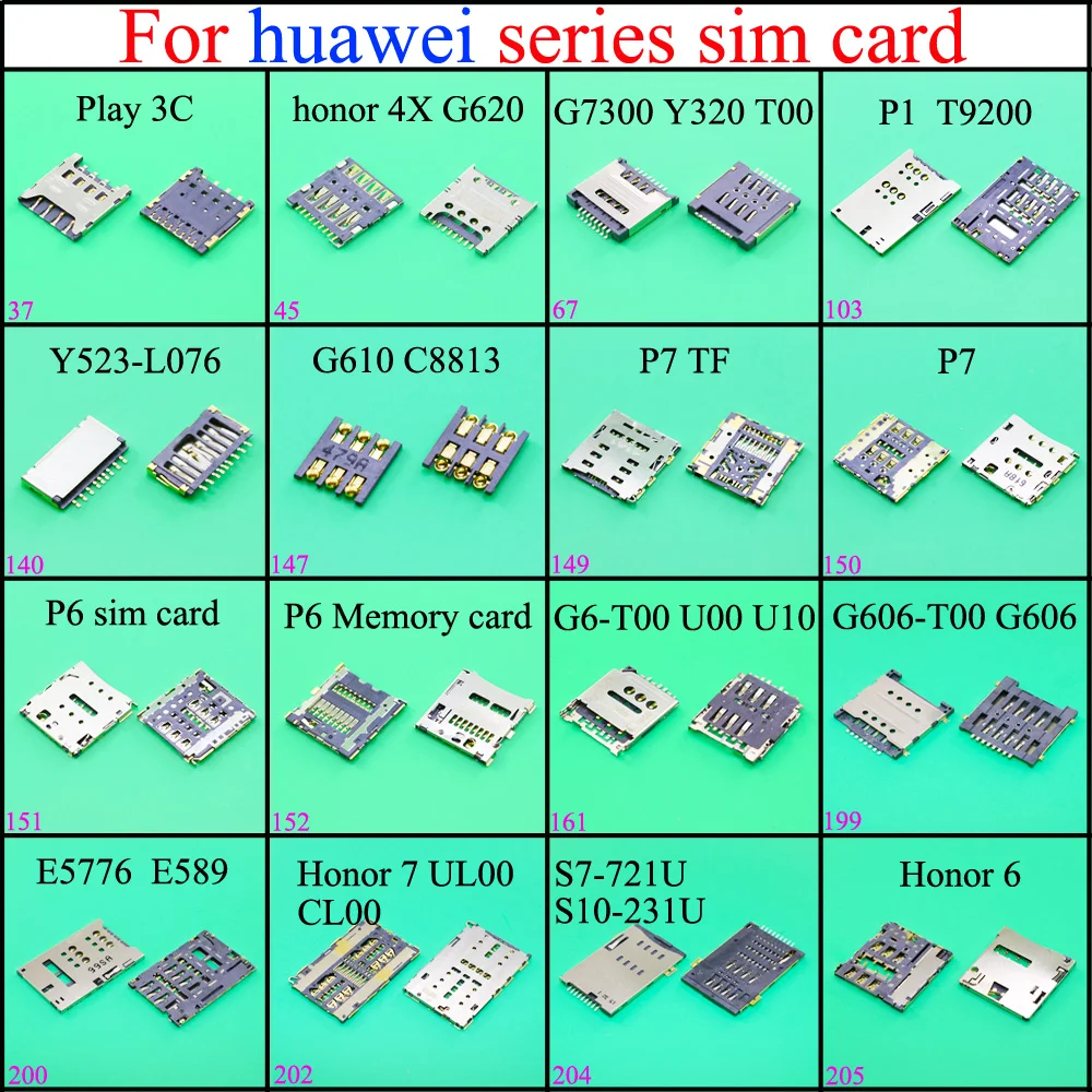 Разъем для устройства чтения sim-карты держатель гнезда для huawei play 3c 4x G620 G7300 Y320 T00 P1 T9200 Y523-L076 P7TF P7 P6 G606 Honor7 u10