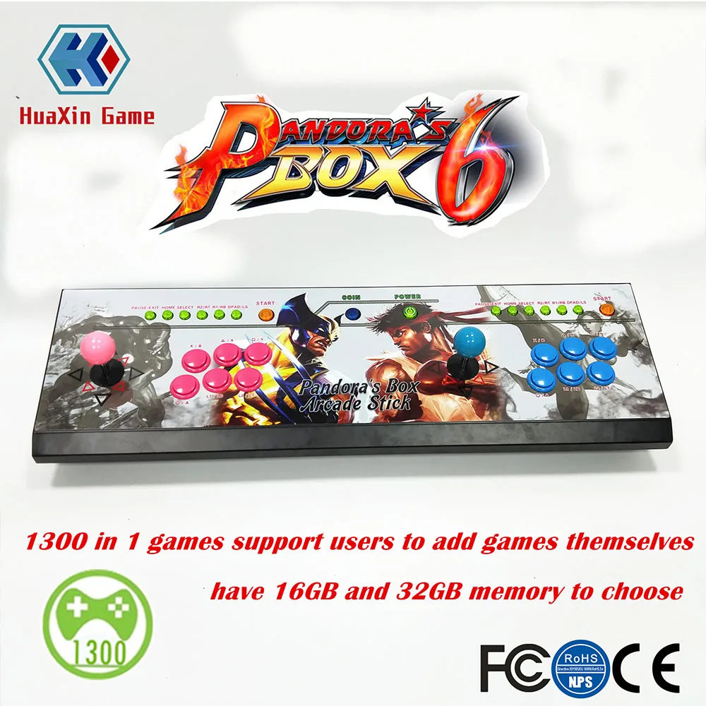 2 игрока 16 Гб/32 ГБ Pandora Box 6 1300 в 1 аркадная игровая консоль можно добавить игровой HDMI