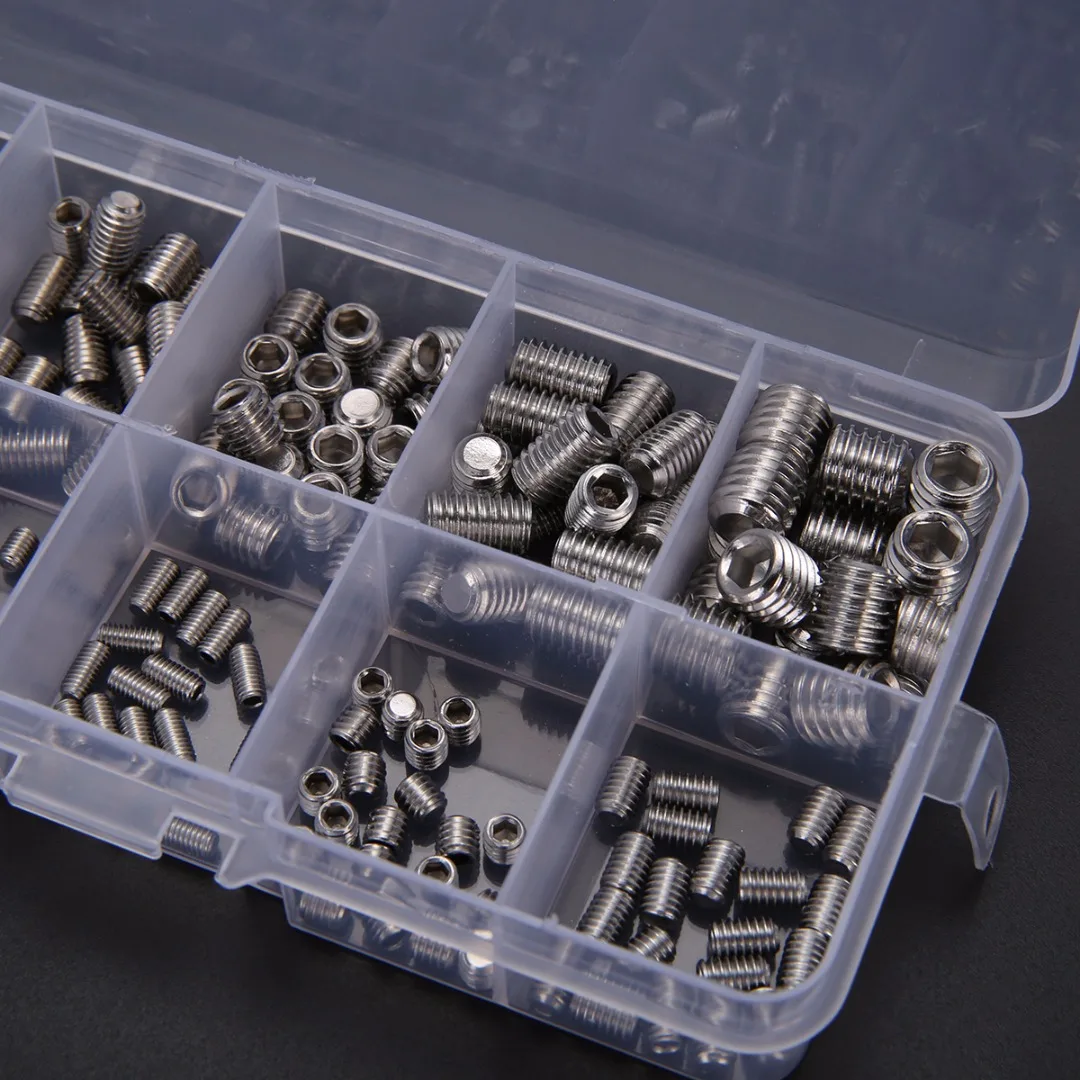 200pcs Stainless Steel Hex Socket Screw Set Mayitr Grub Screws Assortment Kit M3/M4/M5/M6M8 with Box