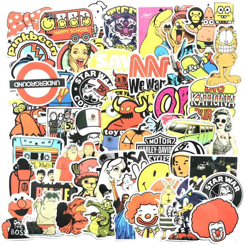 60 pcs Mixed Cartoon Toy Stickers for Car Styling Bike Motorcycle good joy Laptop Travel Luggage Cool Funny Sticker Bomb Decals