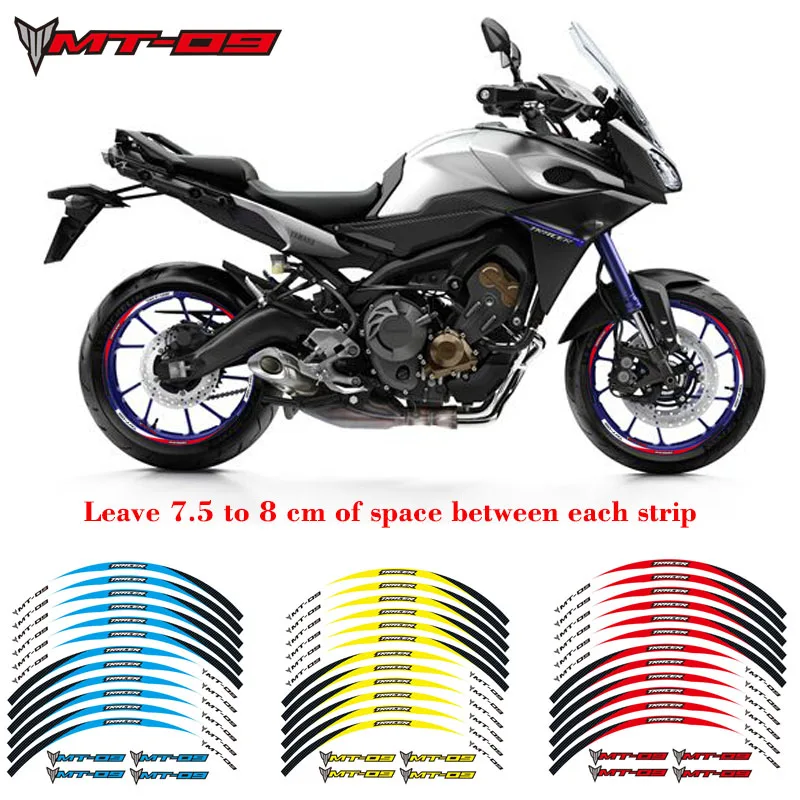 

New Motorcycle 17 inch Tire reflective sticker 1set front&Rear Edge Outer Rim Sticker Wheel Decals For YAMAHA MT-09 TRACER