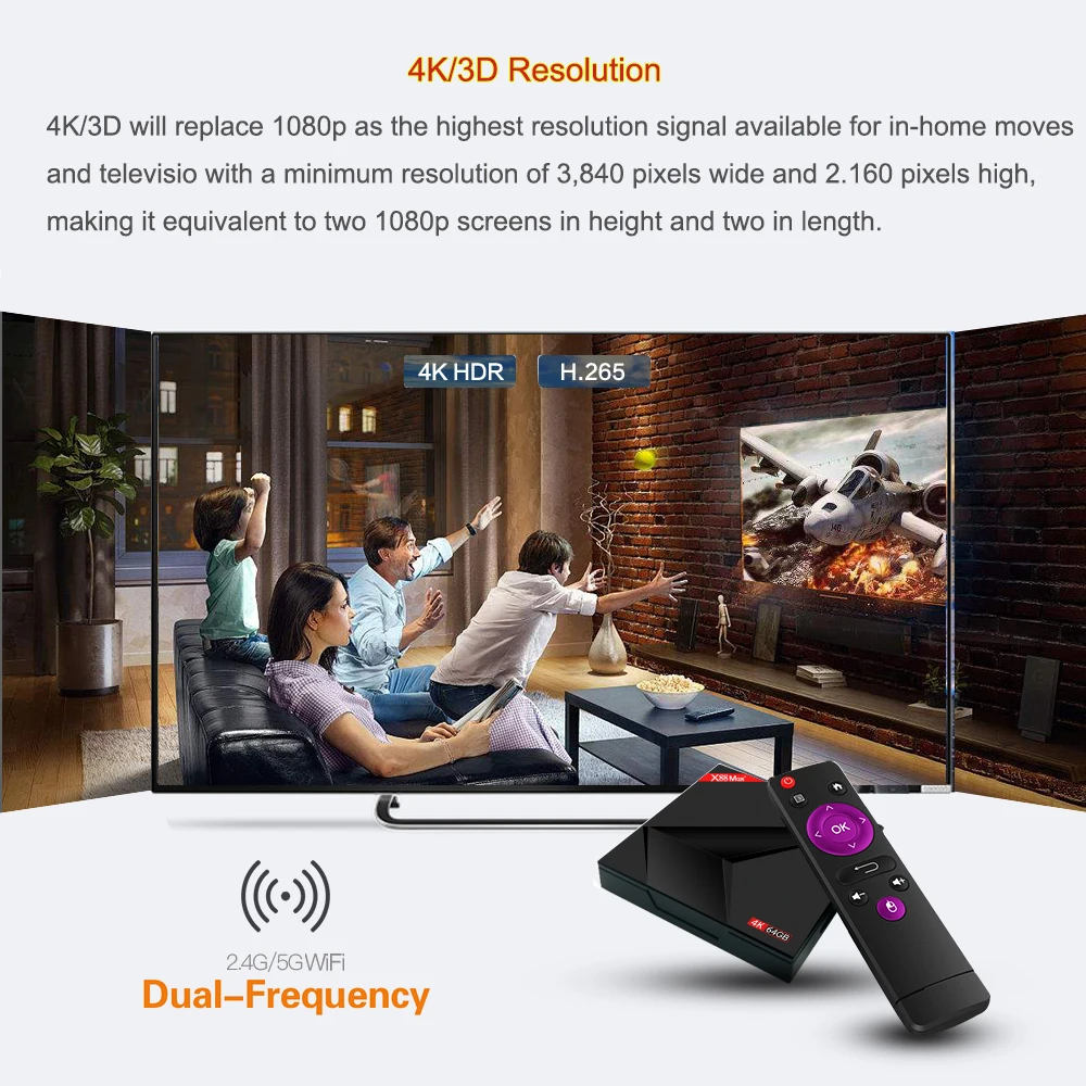  Android 9.0 TV BoxTV Box X88 Max Plus 4GB 64GB Rockchip RK3328 Quad-Core 64bit 2.4G/5GHz Dual WiFi 