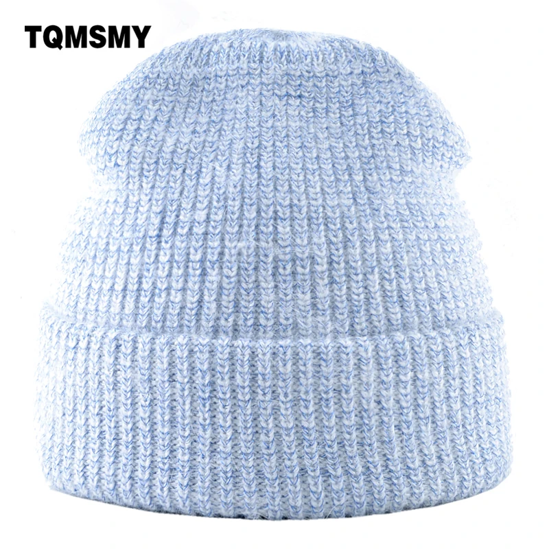 

Soft rabbit hair hat Women's Knitted wool beanie Ladys double-layer warmth cap Solid color winter hats for women bonnet gorro