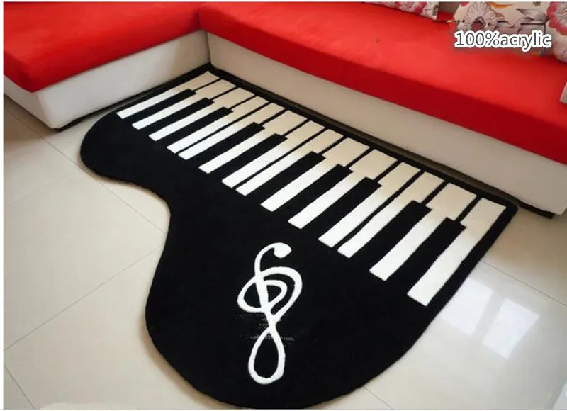 Акрил фортепиано форме Творческий ковер спальня гостиная ковер Таблица толщиной Черный и белый цвета коврик детский игры на фортепиано tapete ковер