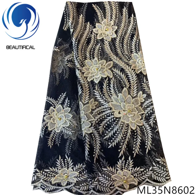 

BEAUTIFICAL Embroidery Lace Nigerian Tulle French Polyester Lace High Quality Party Lace 5 yards ML35N86