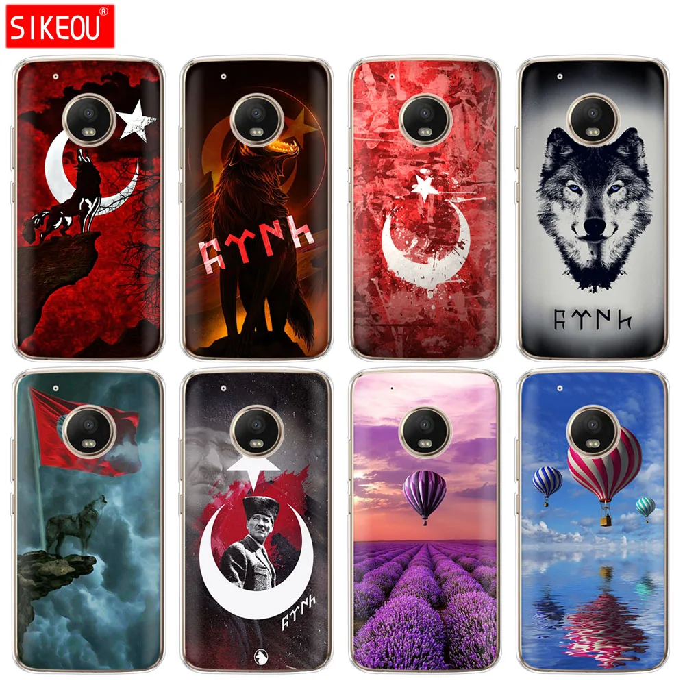 

silicone case phone cover For Motorola Moto G6 G5 G5S Z2 Z3 PLAY PLUS X4 E4 E5 C Turkey Flag Wolf hot air balloon