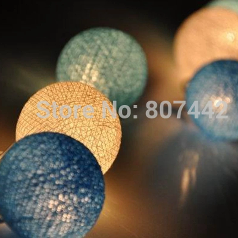

10Balls/Set Blue Cotton Balls Fairy String Indoor Handmade lighting Christmas Weddings & Events Christmas Tree Ornament