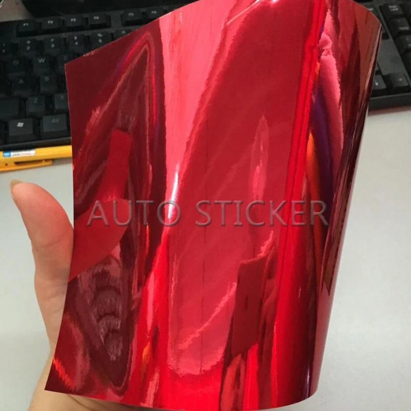 mirror chrome red car wrap