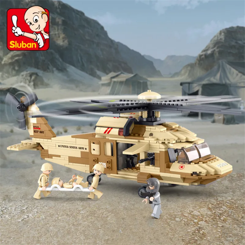 

439Pcs Military UH-60 Utility Helicopter Building Blocks Sets Commpatible LegoINGLs ARMY Soldiers Bricks Toys for Children