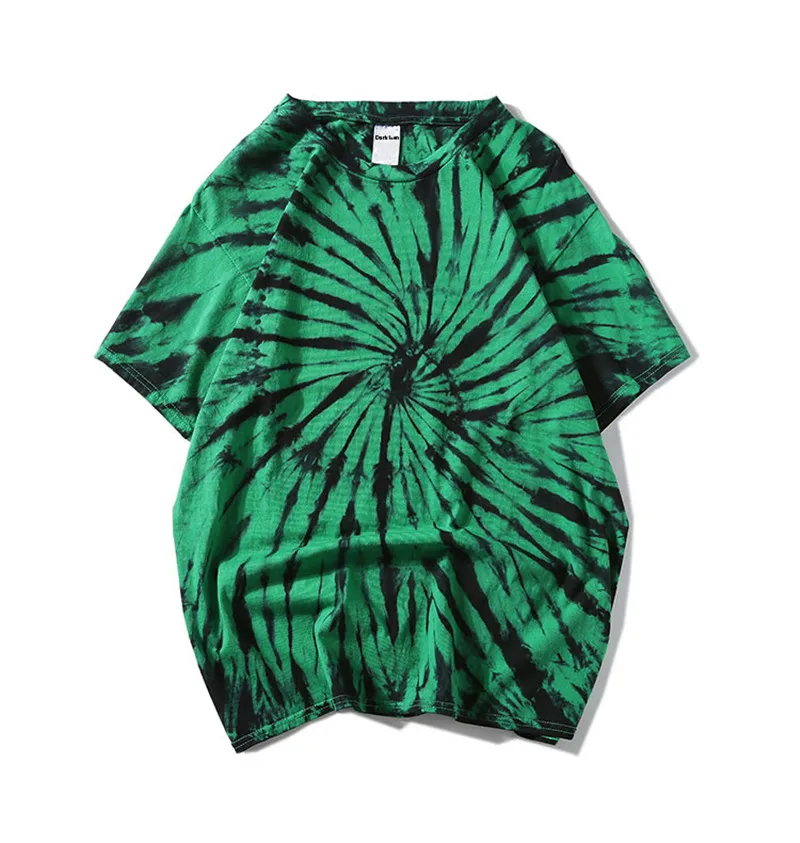 Темная икона Swirl Tie Dye Футболка мужская Лето круглый вырез хип хоп футболки для мужчин 5 цветов - Цвет: green t shirt