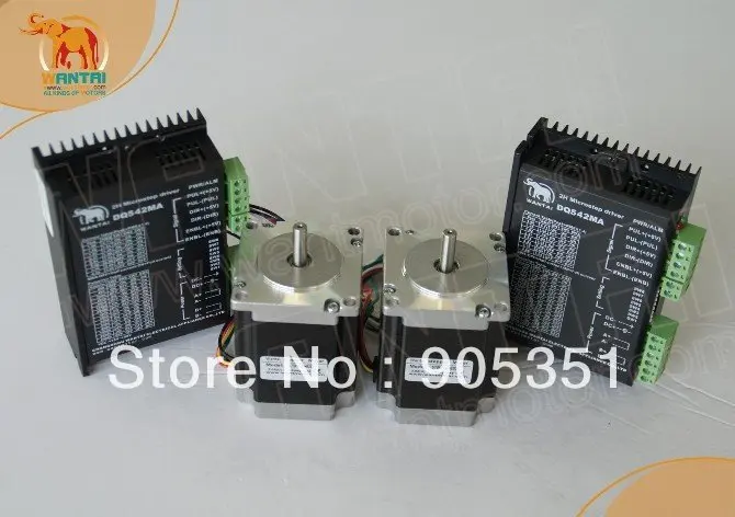 

Cheap CNC! Wantai 2 Axis Nema 23 Stepper Motors 57BYGH420 178oz-in+Driver DQ542MA 4.2A 50V 125Micro CNC Plasma Engraving Cut