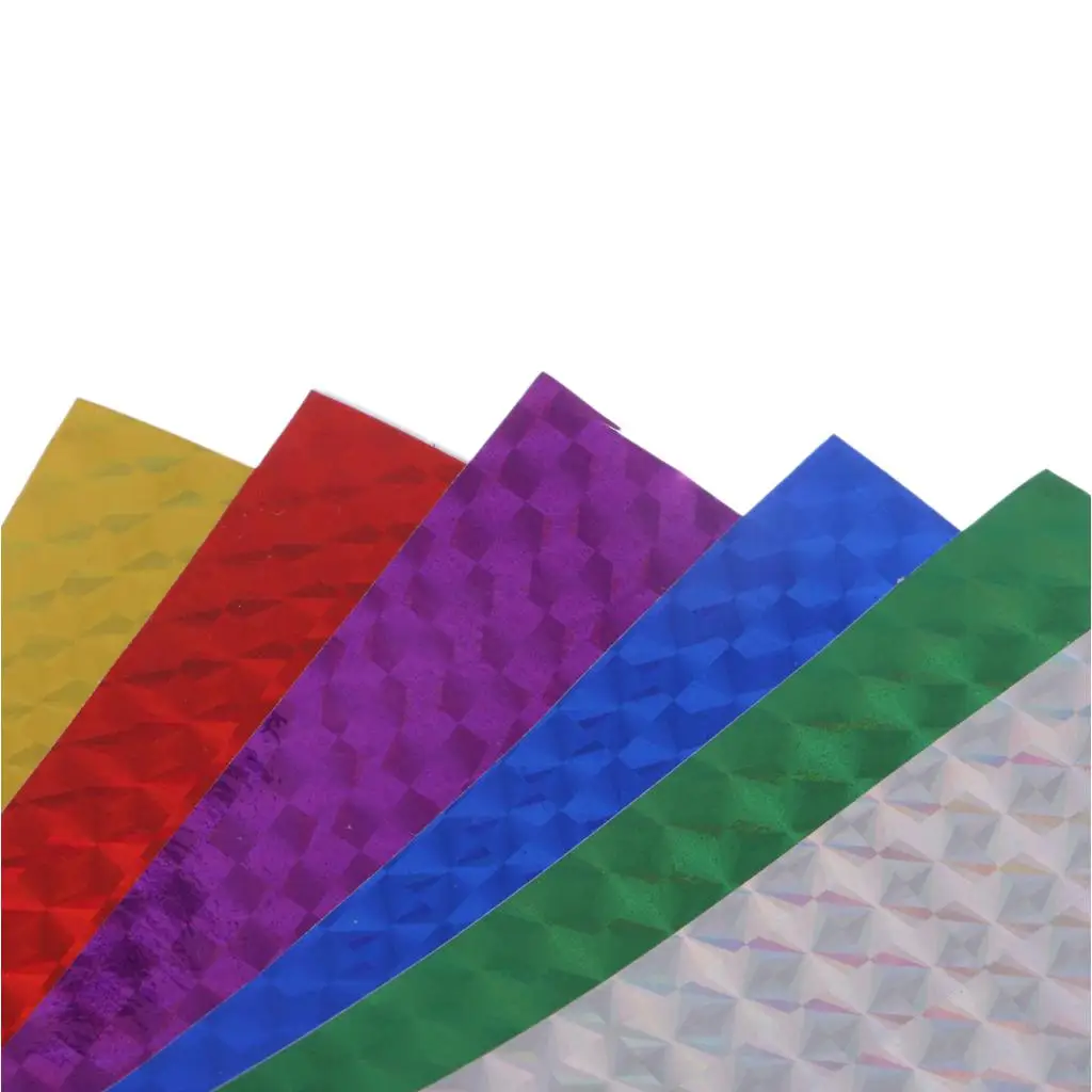 22.5x10cm 6pcs Holographic Adhesive Film Flash Fishing Lure Tape Fish Scale Skin Lure Metal Hard Bait Stickers