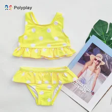 Детский яркий цветной раздельный купальник в горошек для детей 0-1-2-3 лет