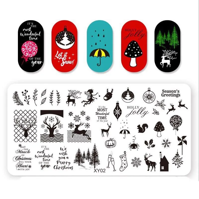 Новая мода 1 лист Рождественская тема пластины для штамповки ногтей Санта-Снежинка ногтей штамп для дизайна ногтей украшения инструменты