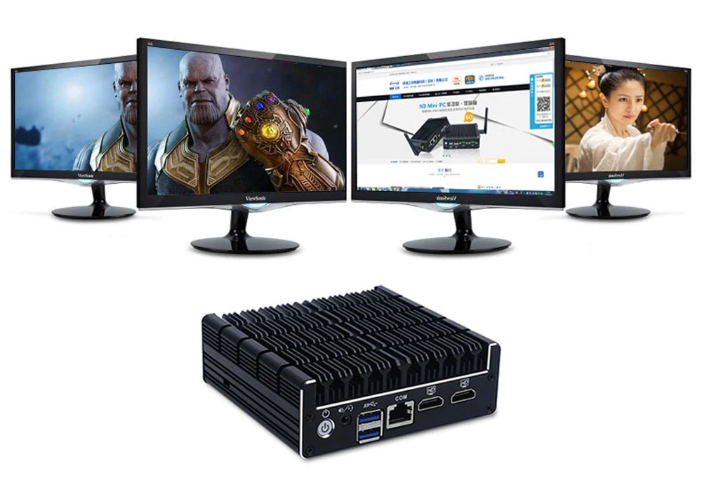 Безвентиляторный мини-ПК поддержка AES-NI брандмауэр PFsense Intel Celeron J3060 J3160 с 4* LAN 1* COM 2* HDMI 2* USB3.0 win 7 Linux мини-ПК