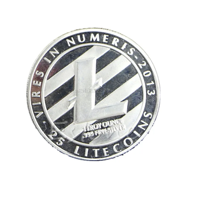 Памятные монеты посеребренные 25 LTC Litecoin Vires в цифрах медальон Новая монета