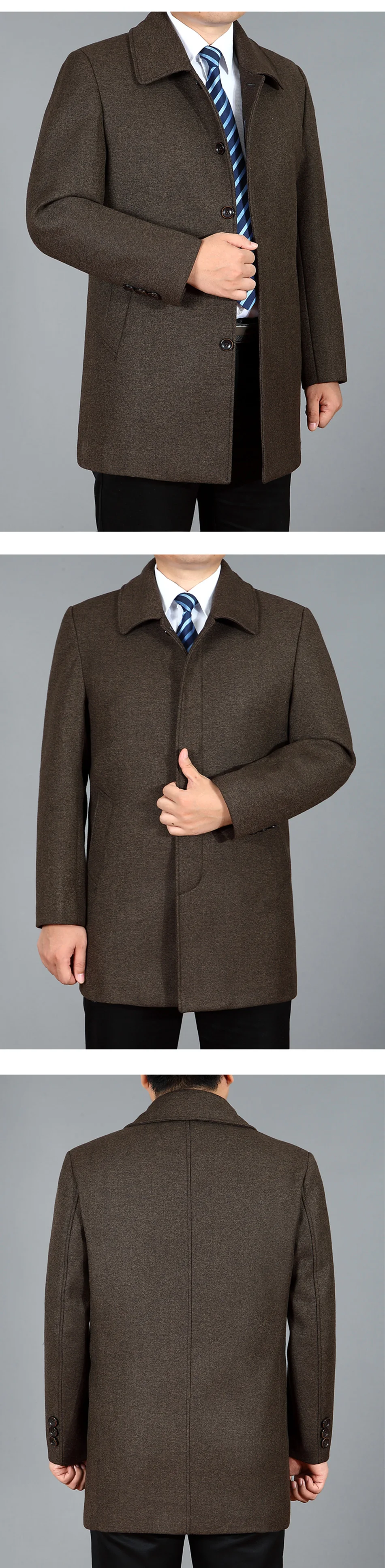 Для мужчин шерстяное пальто осень-зима Для мужчин s пальто Шерстяное пальто Для мужчин бушлат зимние куртки Дл
