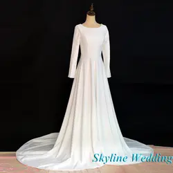 Vestido De Novia Поезд свадебное платье Новинка 2019 г. на шнуровке мусульманская одежда с длинным рукавом линии Свадебные платья Robe de Брак