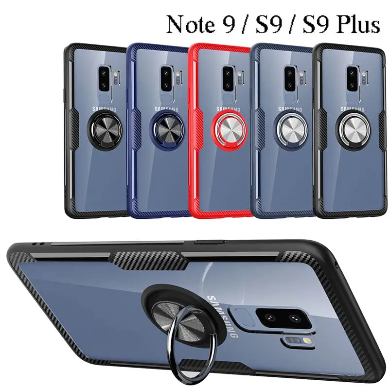 

For Samsung Galaxy Note 9 Case 360 Rotate Ring Holder Stand Case For Samsung Galaxy S9 S9 Plus Shockproof Armor Acrylic Cover