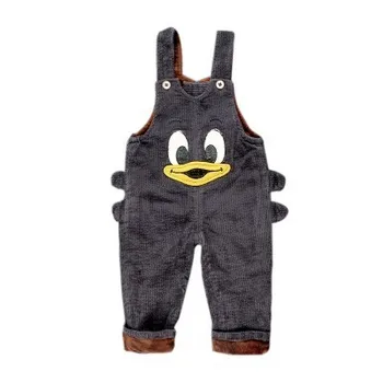 

Baby Girl Jumpsuit Corduroy Plus Velvet Toddler Boys Overalls Thick Duck Cartoon Jumpsuit Children Winter Clothing Kids Pants