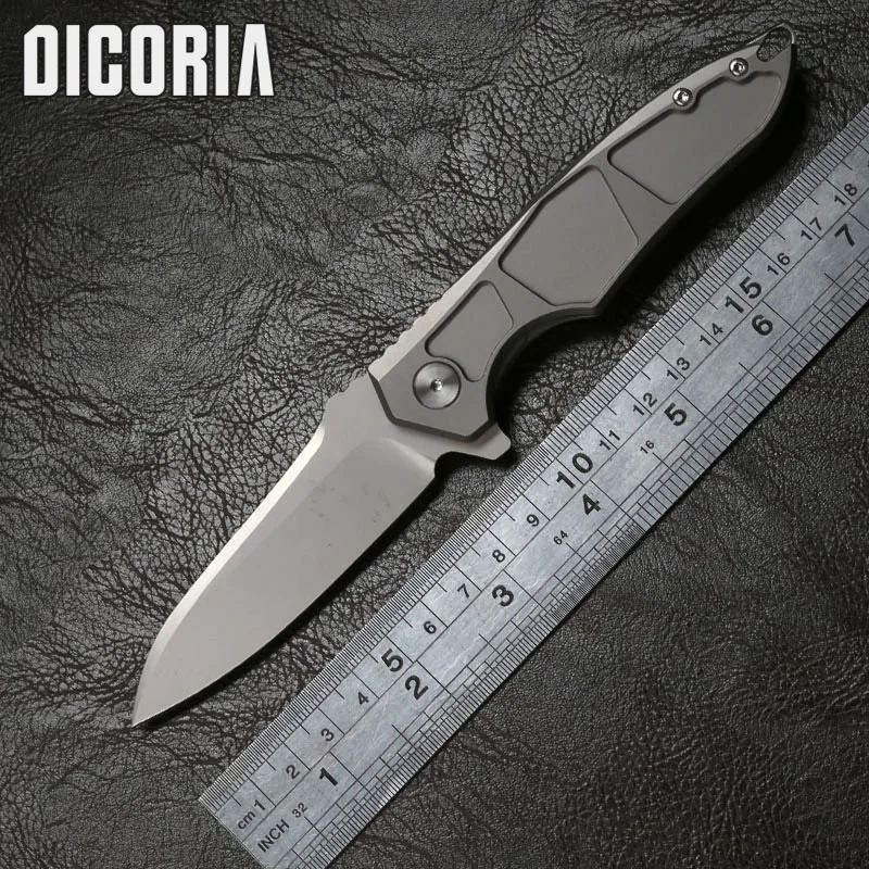 DICORIA Detonation Flipper ball bearing folding knife S35VN Blade Titanium camping hunting Survival pocket knives EDC Tools