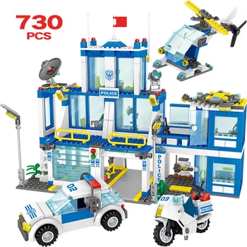 

City Police Station Motorbike Helicopter Model Building Blocks Bricks Kits Compatible City Kenya Police Station