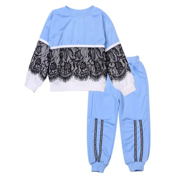 

2018 Autumn & Winter Kids Clothes Children's Suit Girls Lace Sports Suit Big Children's Clothing Girls Winter Clothes Tops