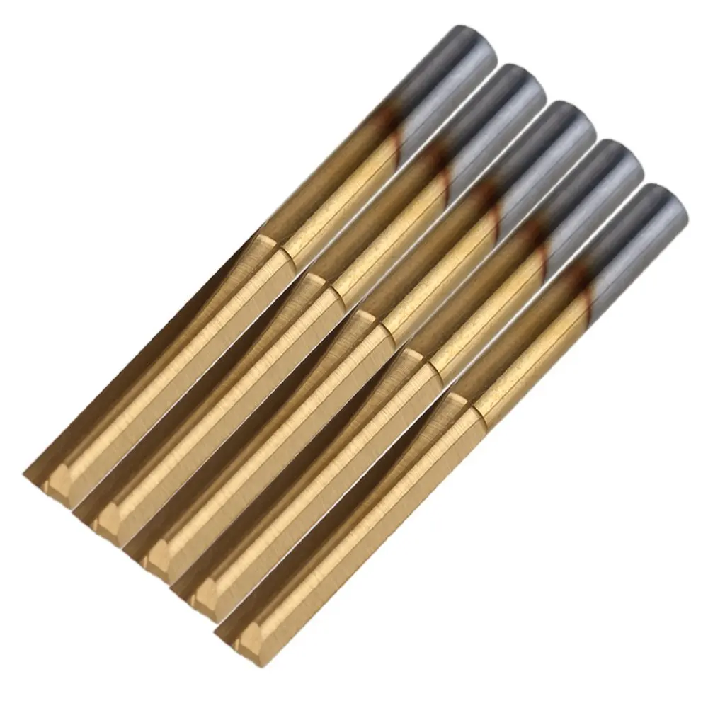 

4x22mm Gold Titanium Two Flutes Carbide CNC Straight Slot Router Bits Tools Pack of 5