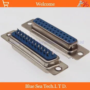 

20pcs New female connector DB25 female socket/jack connector 25pin dual row RS232 COM serial port Welding wire Free shipping