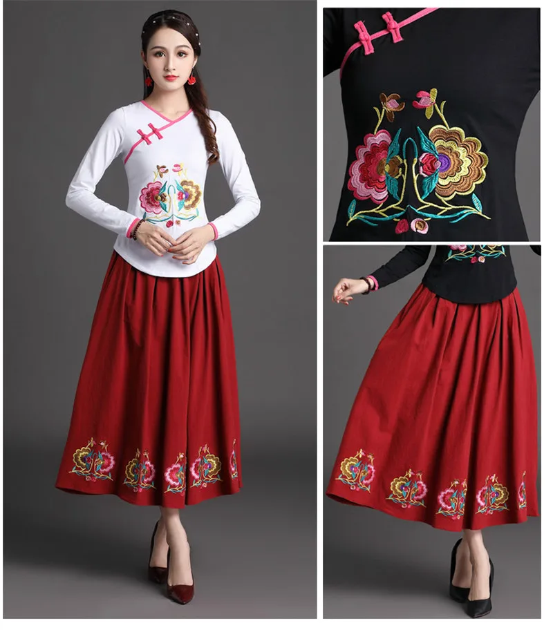 Рукаовов народный костюм Haut Femme модная футболка женская одежда с вышивкой Camiseta