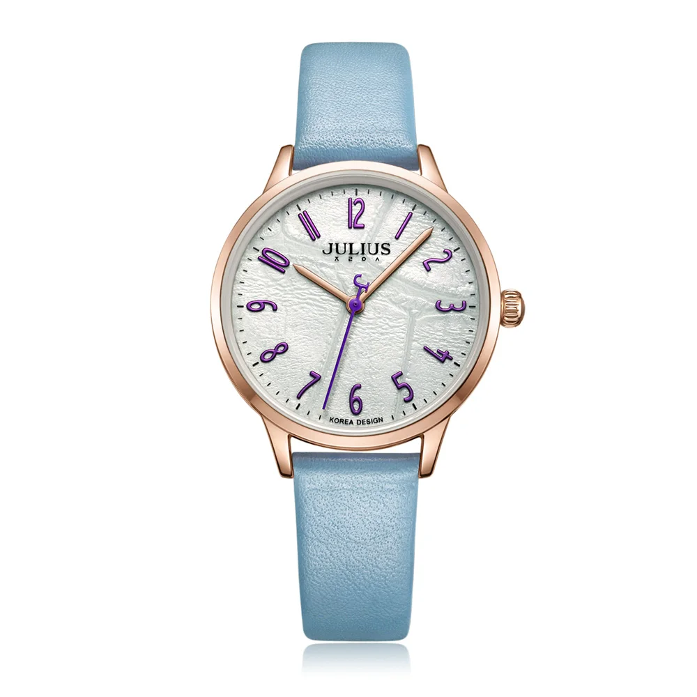 Летние топ модные брендовые дизайнерские новые Relojes Mujer карамельный цвет японский кожаный дизайн циферблат Кварцевые часы Julius Montre JA-987