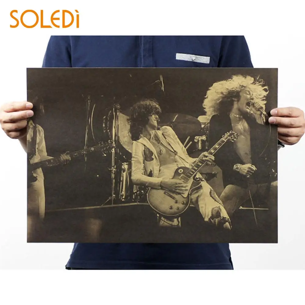 

Band Stars Picture Retro Kraft Paper Mural Art Decorative Painting Gift 51.5*36cm Vintage Wall Stickers DIY Music Rock Poster