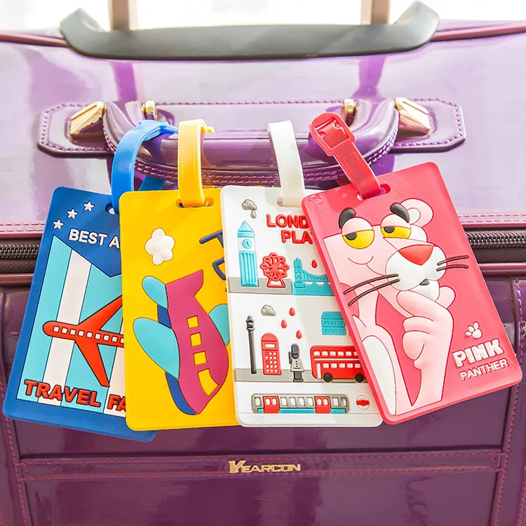 Kawaii Stitch Doraemon Suitcase Luggage Tag Cartoon ID Address Holder Baggage Label Silica Ge Identifier Travel Accessories