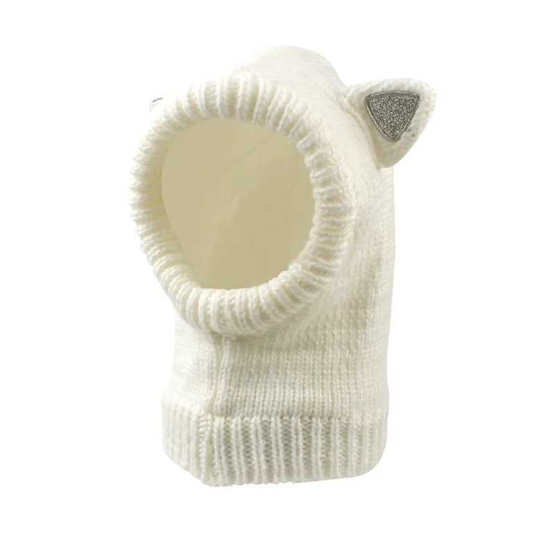 Warm Winter Baby Beanie Hat Cat Ears Knitting Children Hat For Girls Ear Fact Warm Baby Hat With Pompom Girls Clothing 1-5Years (12)