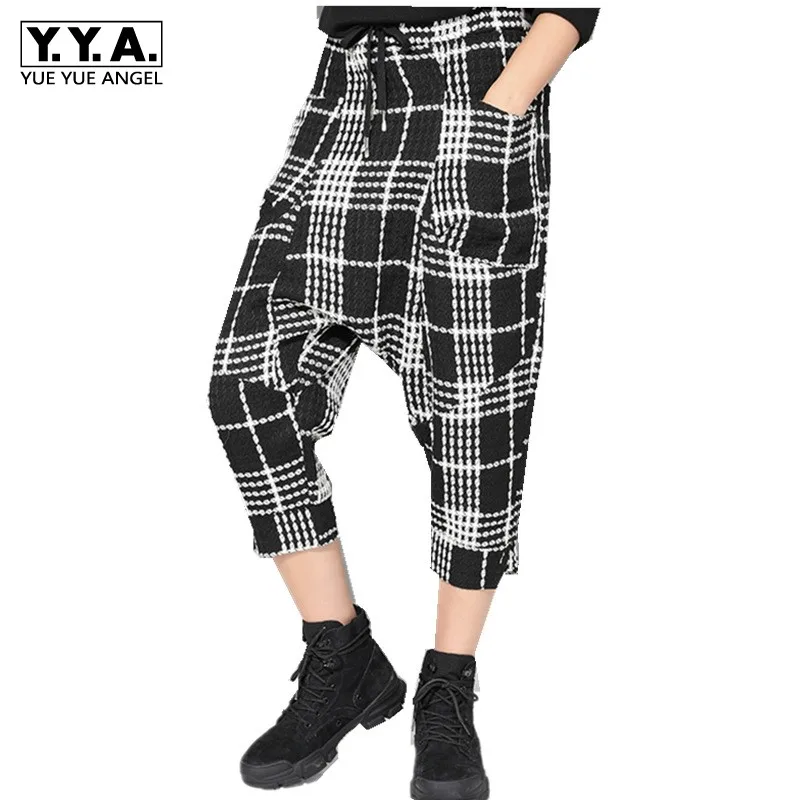 ZANZEA Women Elastic Waist Long Pants Drape Drop Crotch Harem Pants Trousers