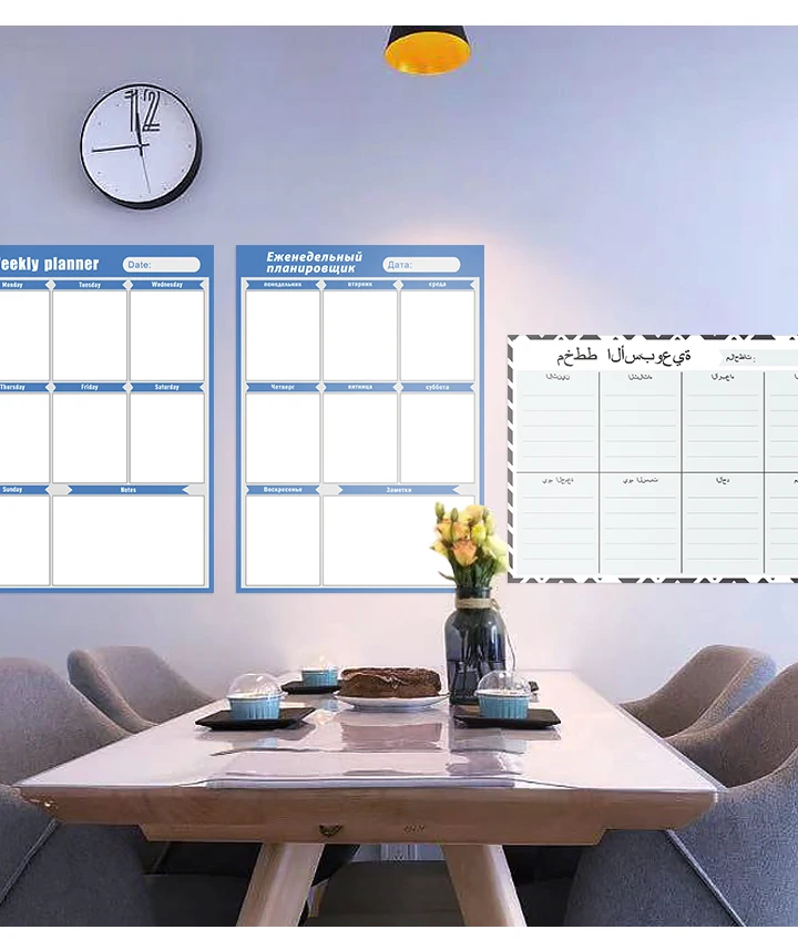 Доска календарь сухая стираемая доска меню список для рисования ежедневный Еженедельный планировщик Съемная наклейка для расписания с ручкой