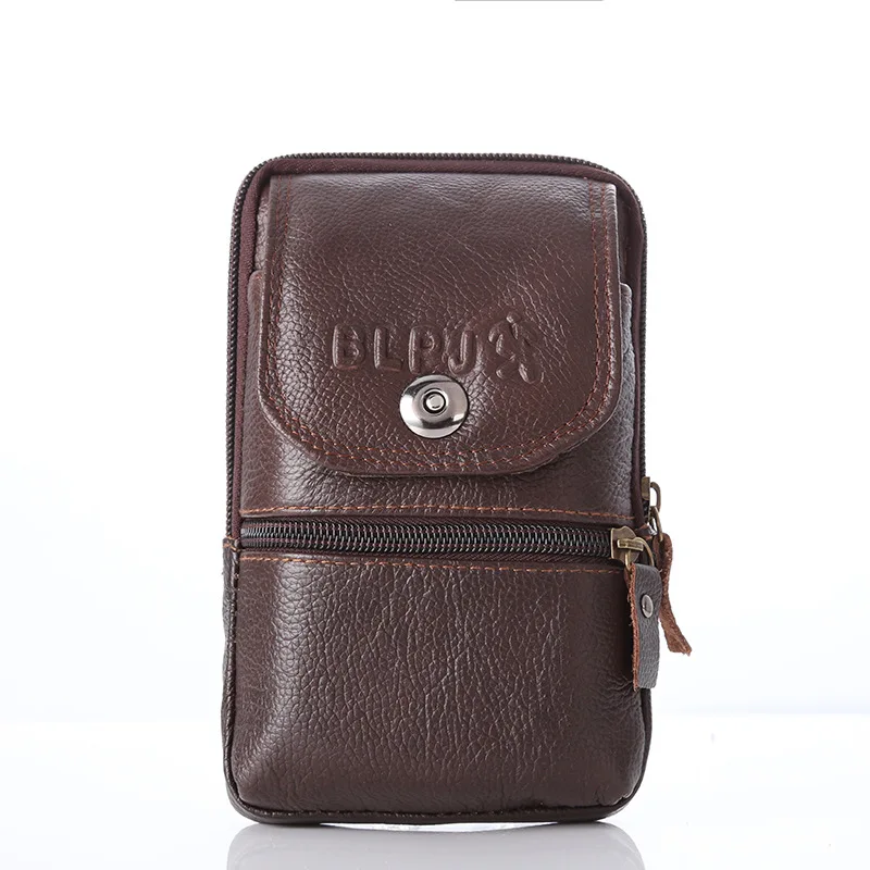 

BISI GORO Genuine leather Multi-function waist bag belt bag Men's new waistcoat cowhide zipper vertical bag identification bag