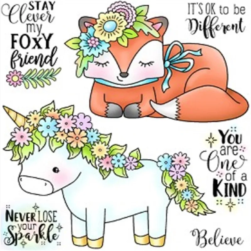 

Transparent Silicone Clear Rubber Stamp Sheet Cling Scrapbooking DIY Cute Pattern Photo Album Paper Card Decor unicorn Stamp