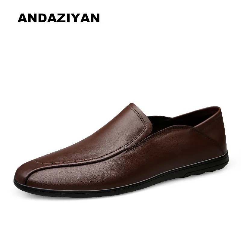 

Hong Kong style peas shoes men 2019 spring new casual shoes soft leather men's shoes a pedal