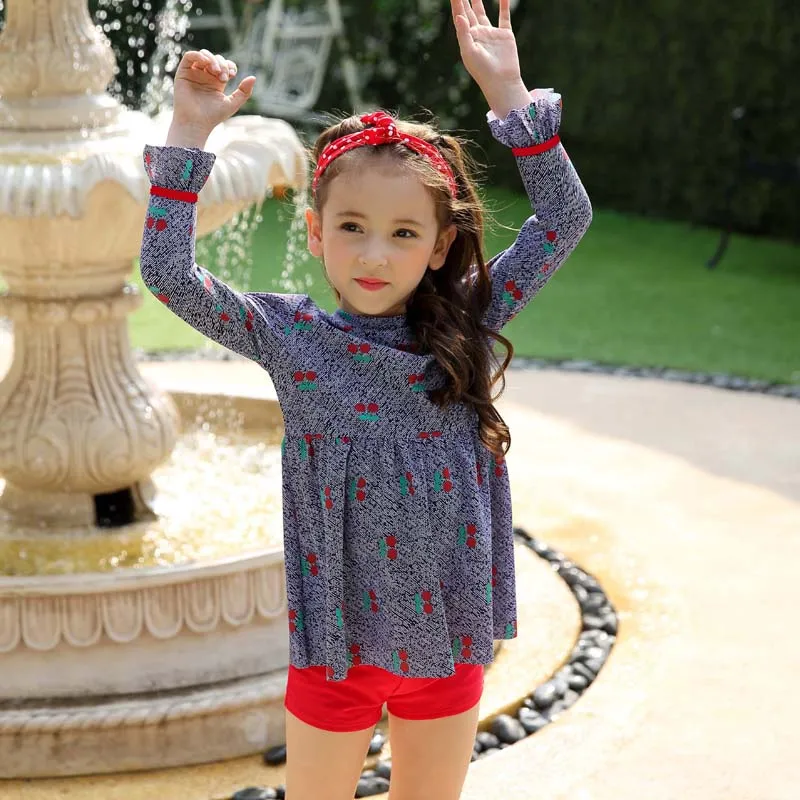 Купальники для девочек купальный костюм с топом и юбкой комплект из 2 предметов UPF